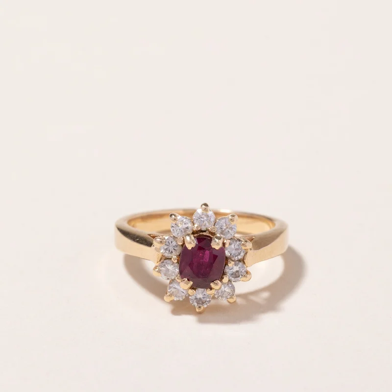 14k Yellow Gold Ruby and Diamond Ring | 0.59ct, 0.48ctw | SZ 5