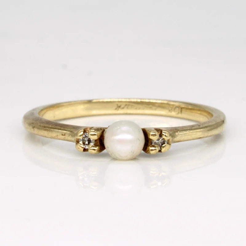 Pearl & Diamond Ring | 0.01ctw | SZ 5.75 |