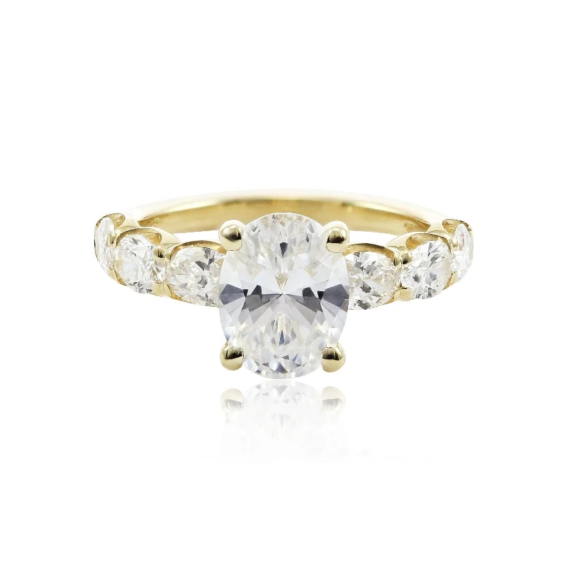 Mark Patterson 18K Yellow Gold Semi-Mount Engagement Ring With Oval Diamonds (Setting Only)