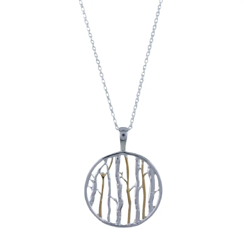 Sterling Silver and Gold Plated Birch Necklace