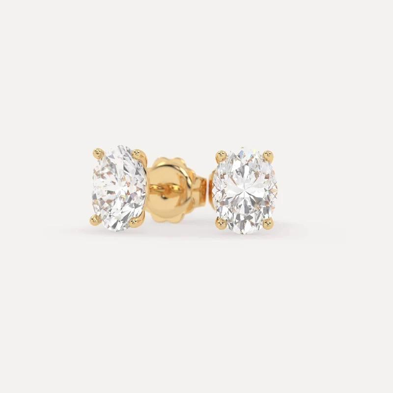 3 carat Oval Diamond Stud Earrings