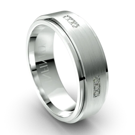 Spinning Men's Diamond White Gold Wedding Ring (IN1306D)