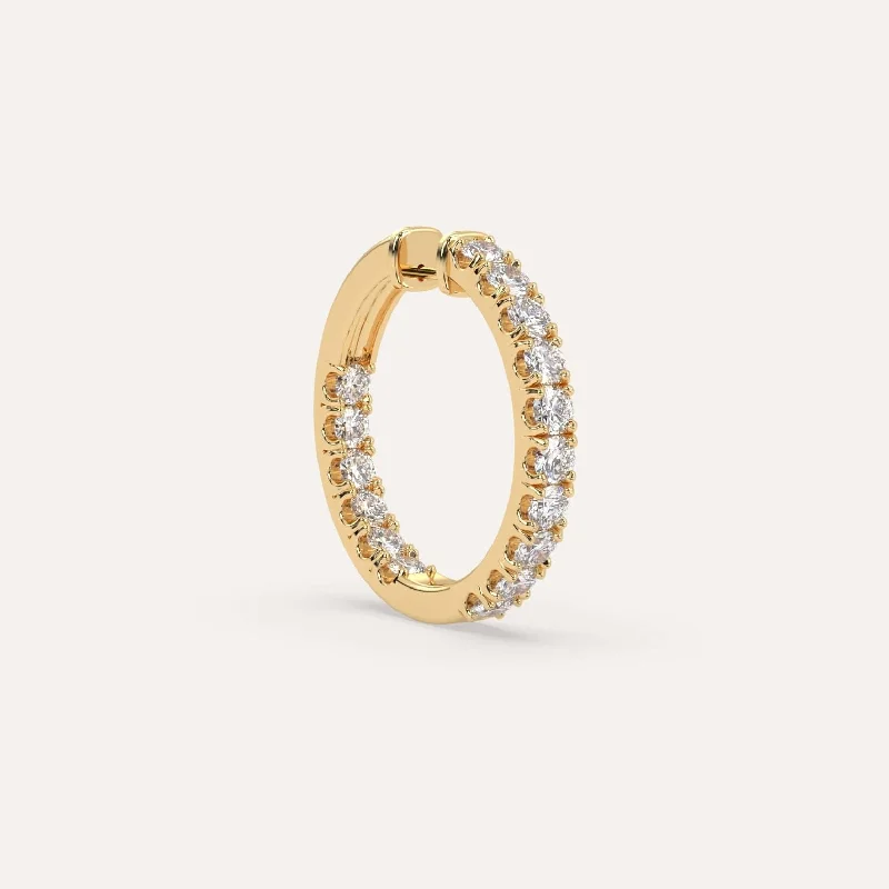 1 1/2 carat Single Diamond Hoop Earring