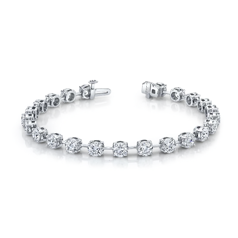 9.39 Carat 18k White Gold Straight Line Wire Set Bracelet