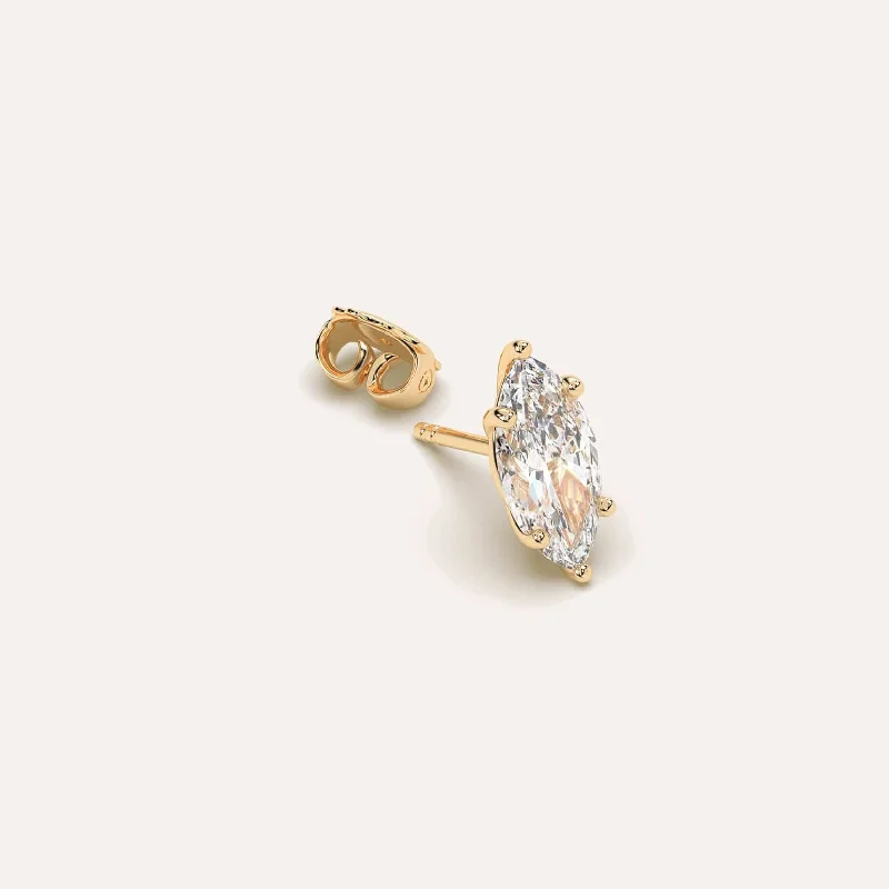 2 carat Single Marquise Diamond Stud Earring