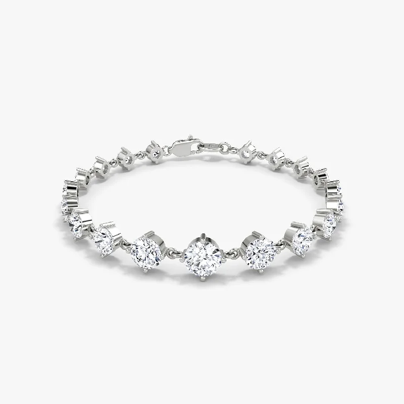 Infinity Linked 14K White Gold Tennis Bracelet w. 6.60ct Lab-Grown Diamonds