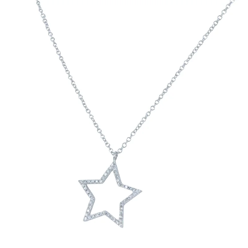 White Gold and Diamond Star Necklace