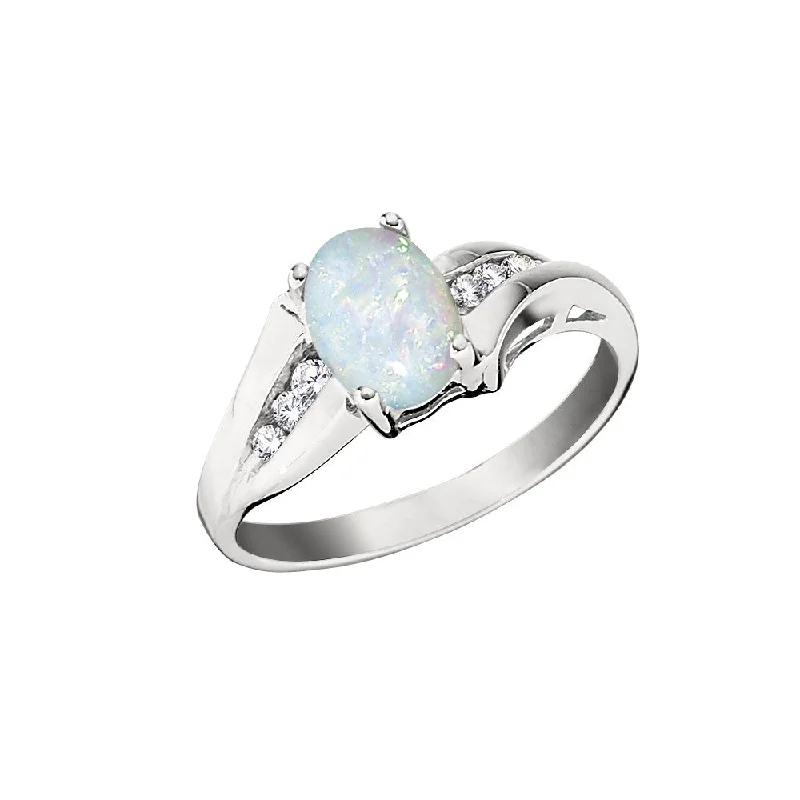 Modern Opal and Diamond Ring