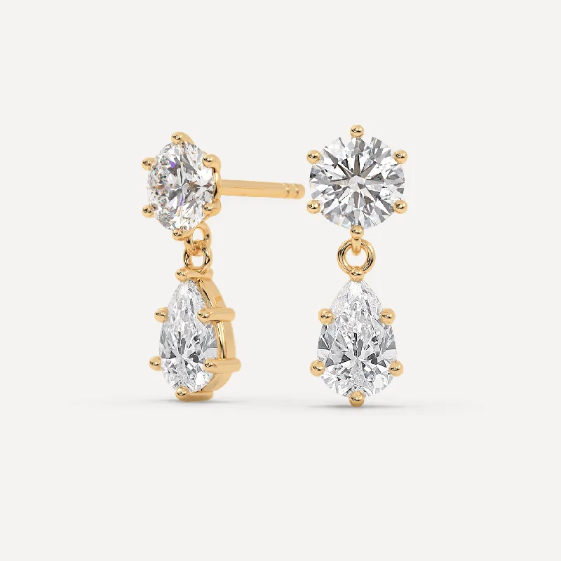 Yellow Gold Pear Diamond Earrings