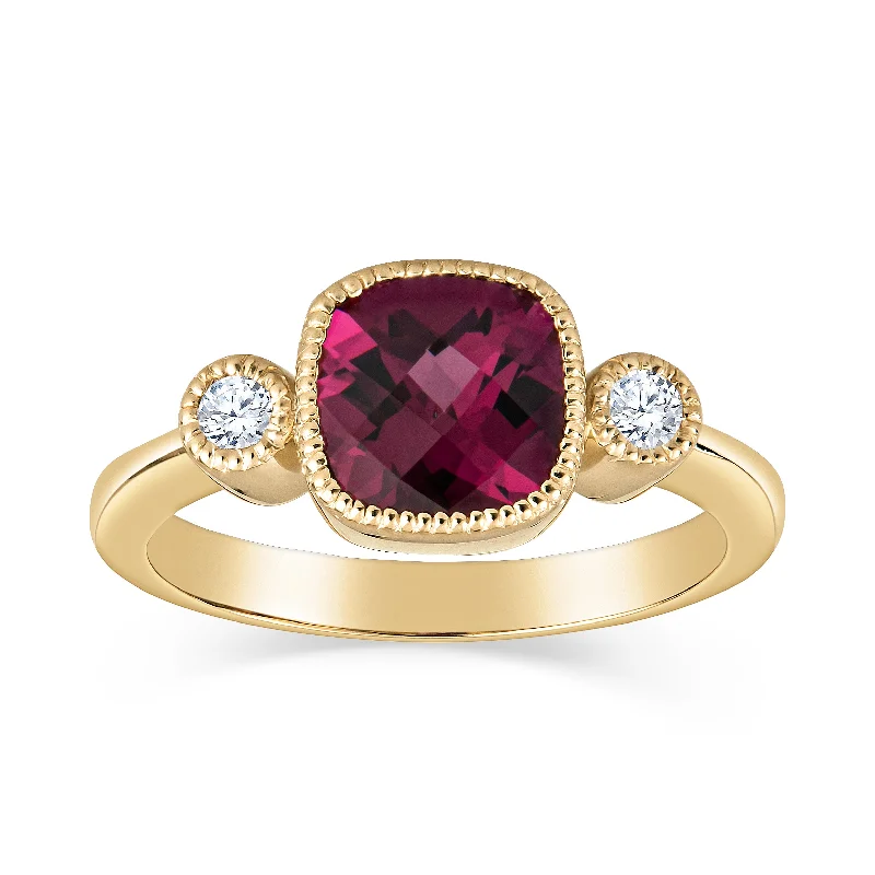 Antique Cushion Gemstone and Diamond Ring Larger Version