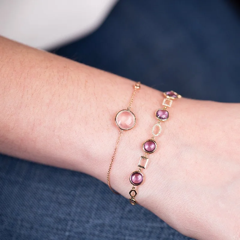 Rose Quartz and Diamond Infinity Heirloom Bracelet