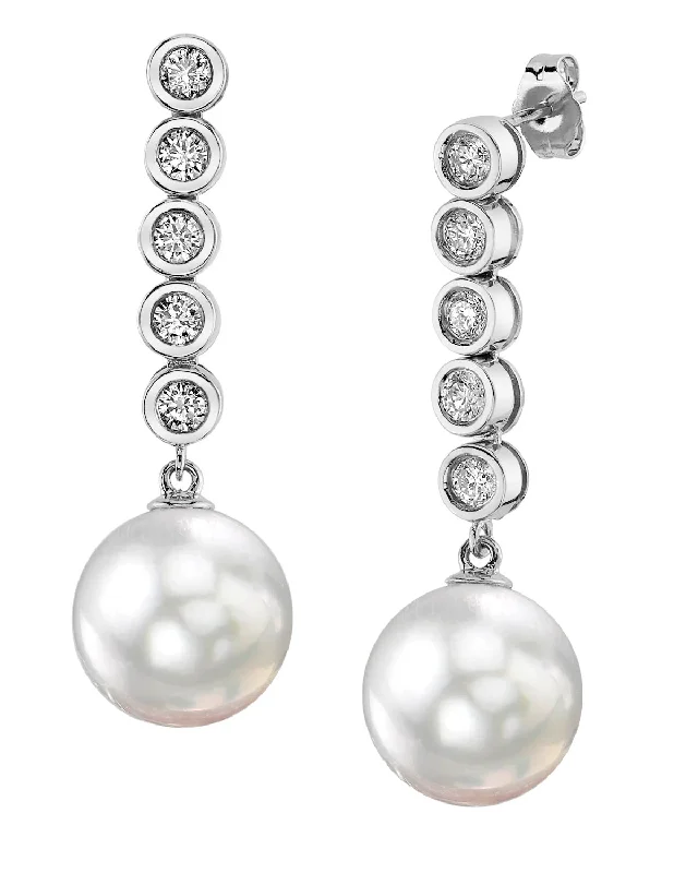 White South Sea Pearl & Diamond Circe Dangle Earrings