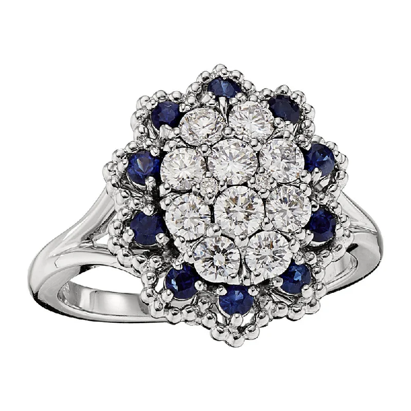 Jabel Sapphire and Diamond Cluster Cocktail Ring