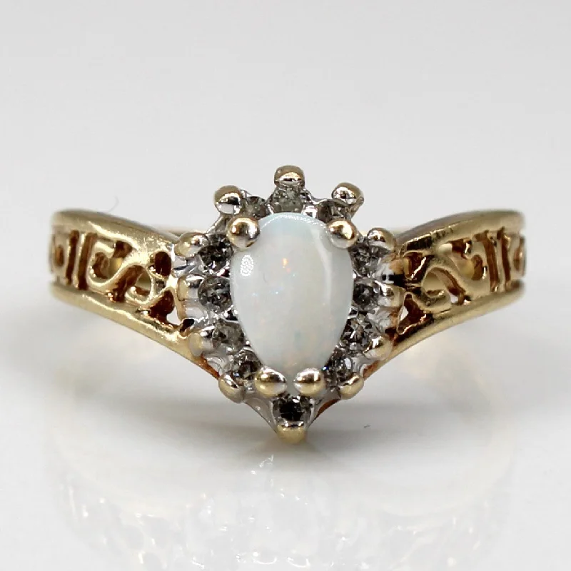 Chevron Opal & Diamond Ring | 0.20ct | 0.06ctw | SZ 3.75 |