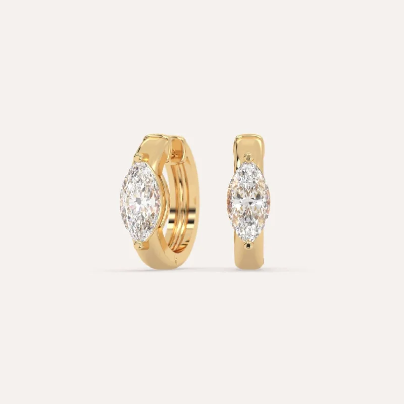 1 carat Marquise Diamond Hoop Earrings