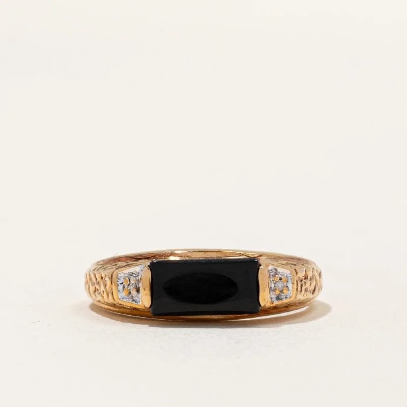 Black Onyx & Diamond Ring | 1.50ct, 0.01ctw | SZ 8.5 |