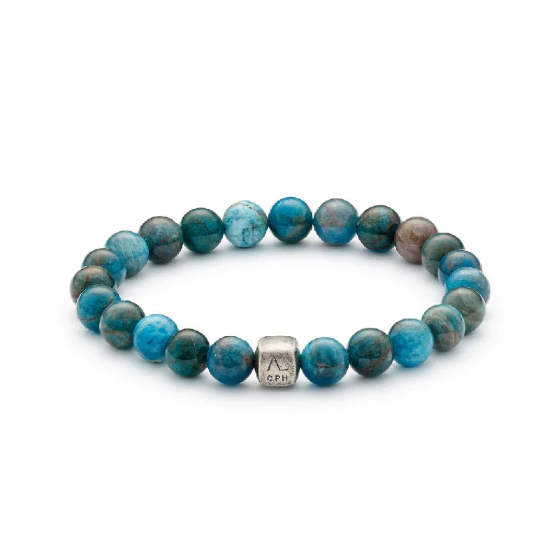 (8mm) Silver Bracelet w. Apatite