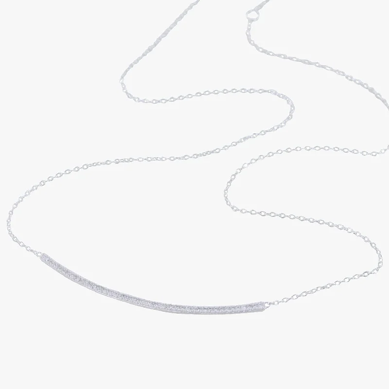 Sterling Silver Curve Pavé Necklace