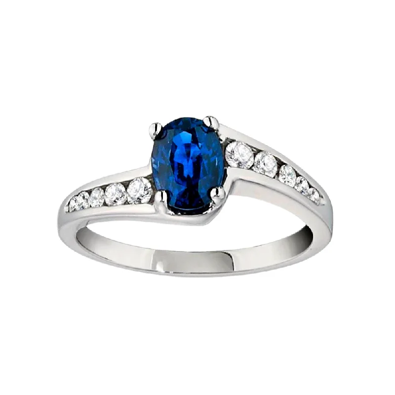 Bypass Sapphire and Diamond Ring