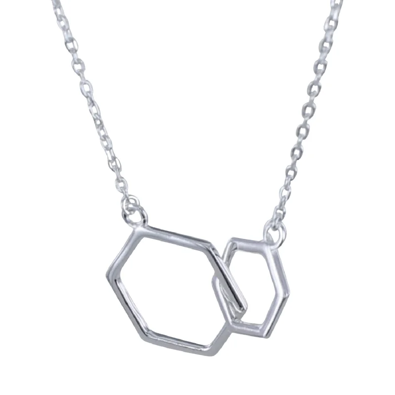 Twin Hexagons Sterling Silver Necklace