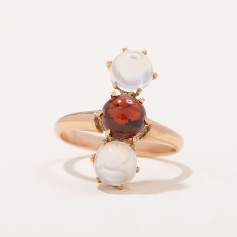 Moonstone & Garnet Column Ring | 2.00ctw, 1.35ct | SZ 5.5 |