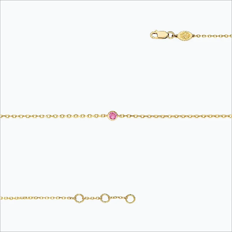 1 Stone 18K Gold Bracelet w. Pink Sapphire