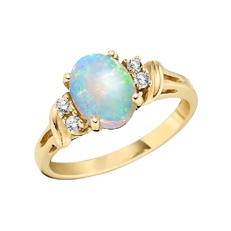 Bypass Opal and Diamond Ring