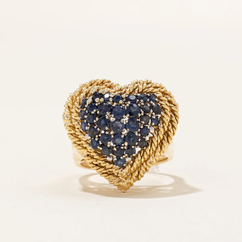 Sapphire Heart Cocktail Ring | 1.20ctw | SZ 6.75 |