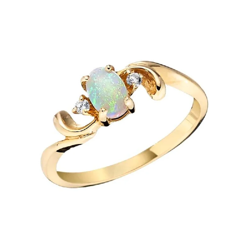 Bypass Opal and Diamond Ring