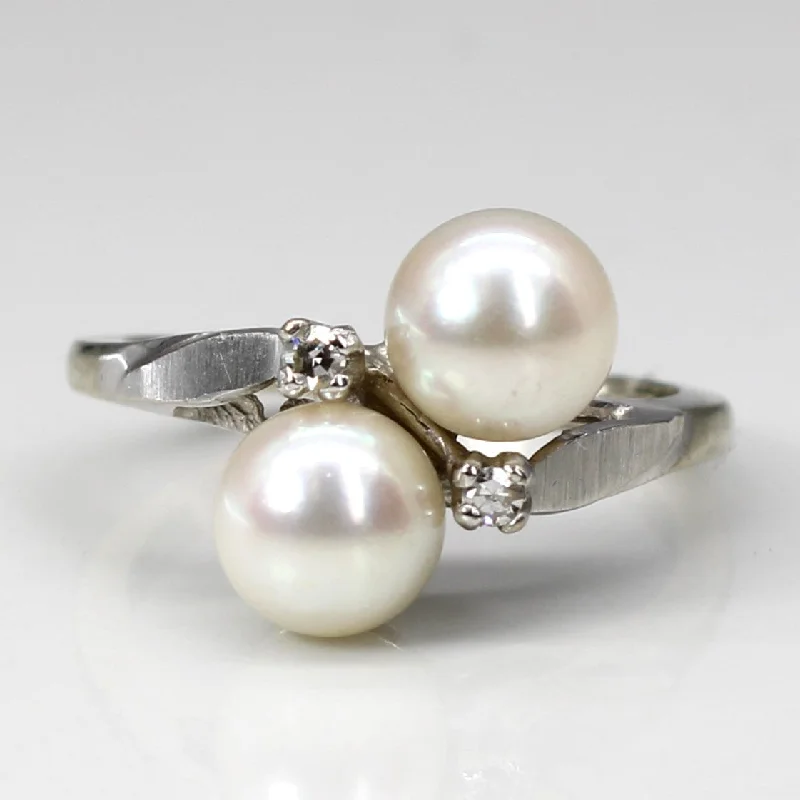 Bypass Pearl & Diamond Ring | 0.04ctw | SZ 4.75 |