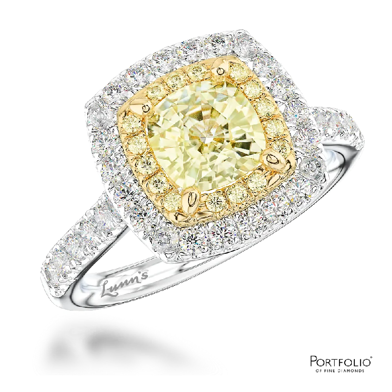 Cluster 0.38ct Fancy Yellow VVS2 Yellow Diamond Platinum/Yellow Ring