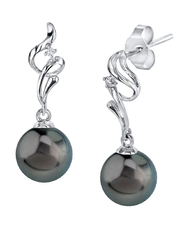 Black Tahitian Pearl & Diamond Aria Dangle Earrings