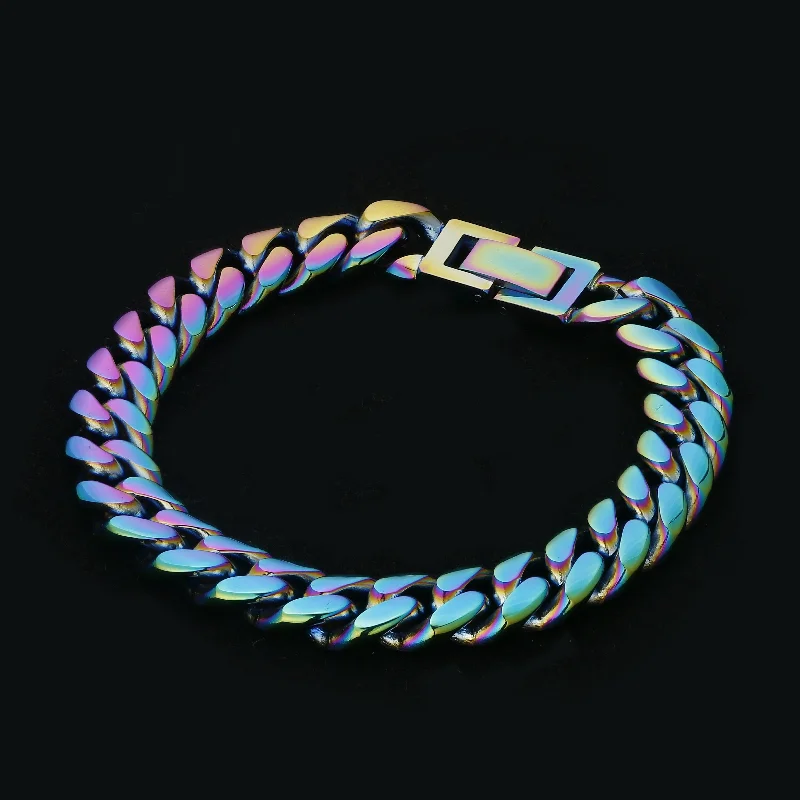 Rainbow Mens Miami Cuban Link Bracelet