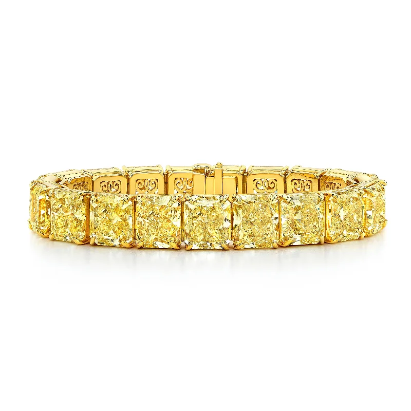 Fancy Intense Yellow Radiant Cut Diamond Bracelet