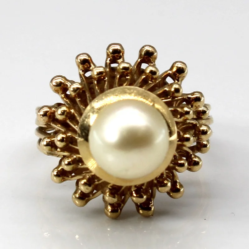 Textured High Set Pearl Ring | SZ 5 |