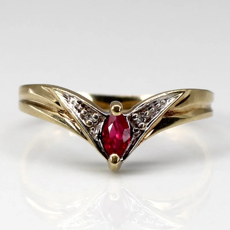 Ruby & Diamond Chevron Ring | 0.10ct | 0.005ctw | SZ 6 |