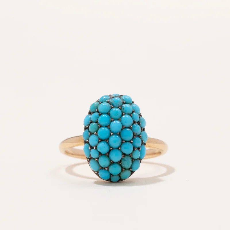 Georgian Turquoise Cocktail Ring | 1.63ctw | SZ 6.5 |