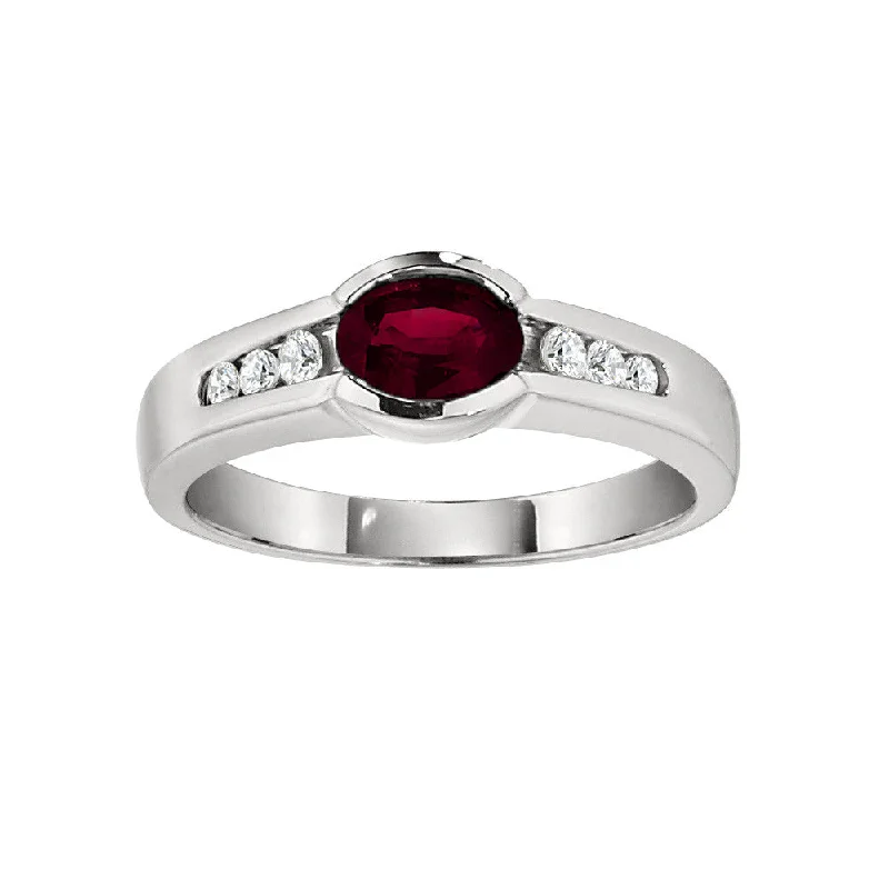 Modern Bypass Ruby and Diamond Ring