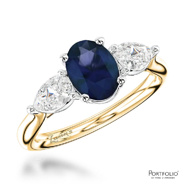 Three Stone 0.80ct Sapphire Yellow Gold/Platinum Ring