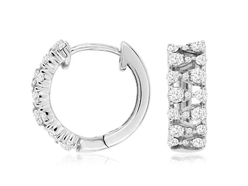 Diamond Cluster Style Hoop Earrings