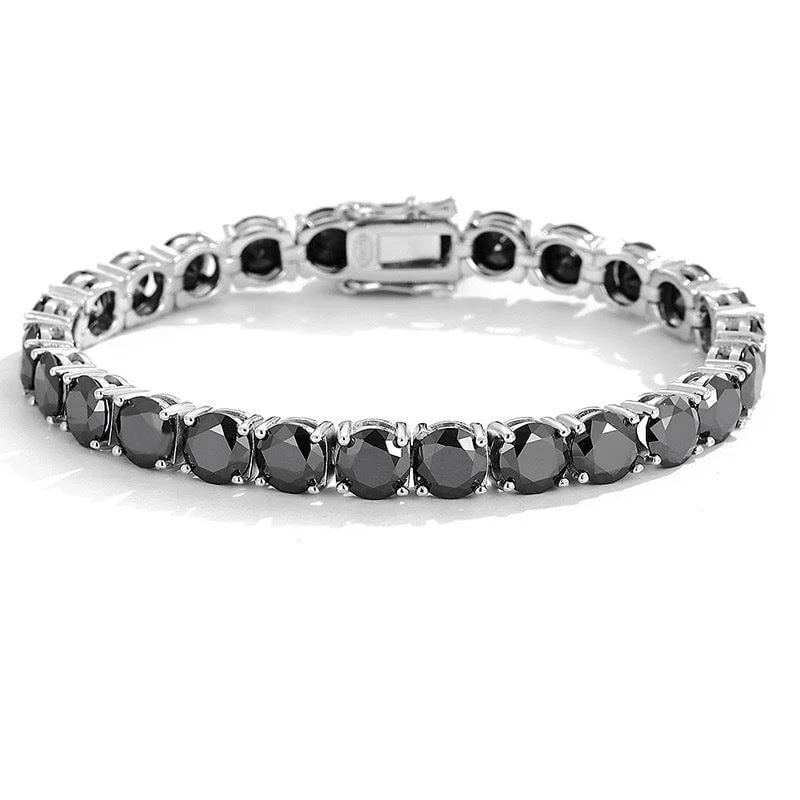 Black Moissanite Diamond 925 Sterling Silver Tennis Chain Bracelet