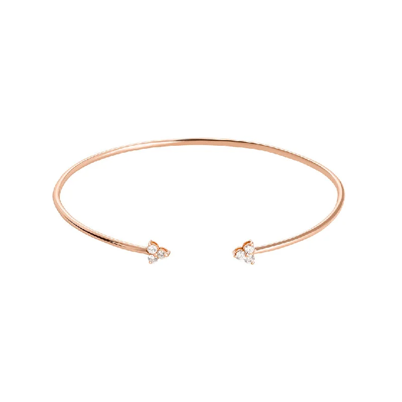 Twin Flame Cuff 18K Rose Gold Bracelet w. Diamonds