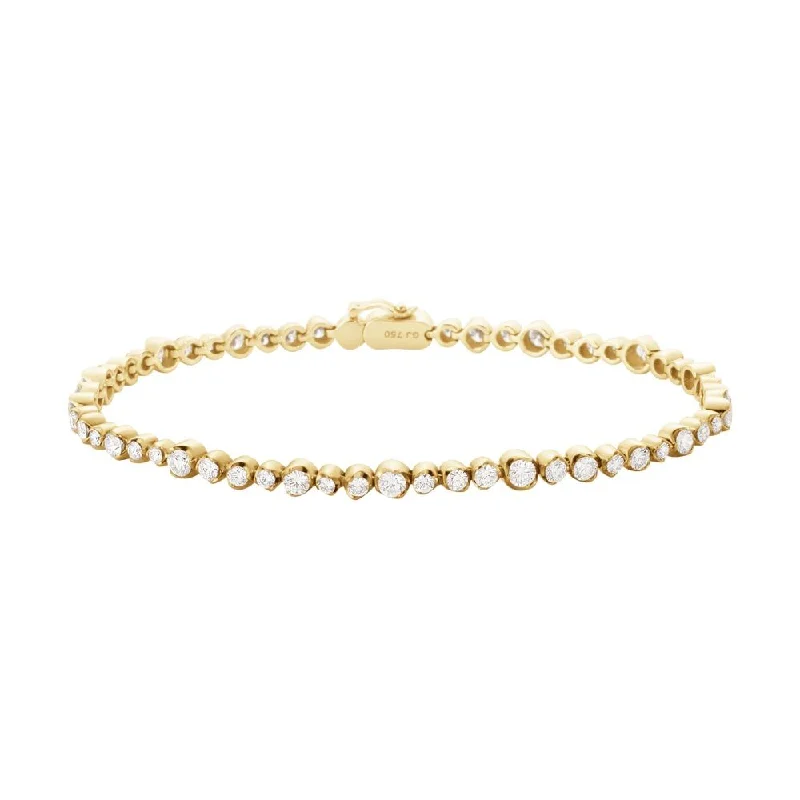 Signature Tennis 18K Gold Bracelet w. Diamonds