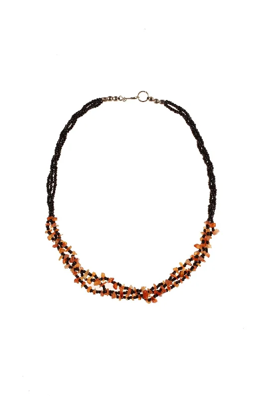 3 Strand Chip Necklace Orange