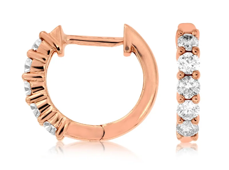 Rose Gold Diamond Huggie Earrings