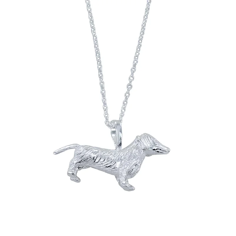 Large Sterling Silver Fergus the Dachshund Necklace