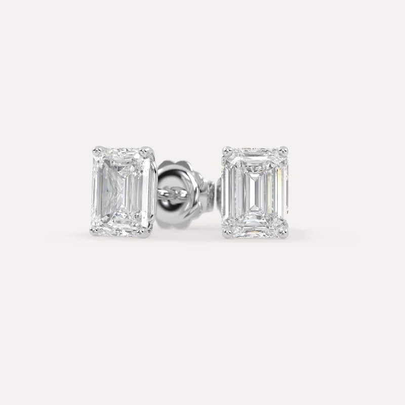 4 carat Emerald Diamond Stud Earrings