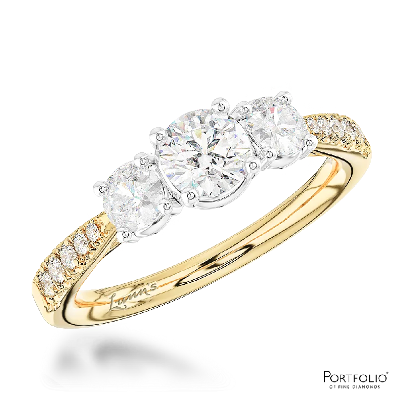 Petite Skye Classic Three Stone 0.20ct E SI Diamond Yellow Gold/Platinum Ring