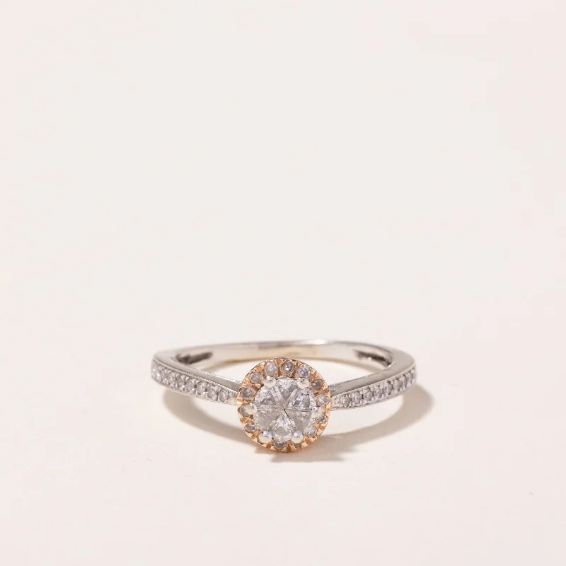 14k White & Rose Gold Diamond Ring | 0.37ctw | SZ 7