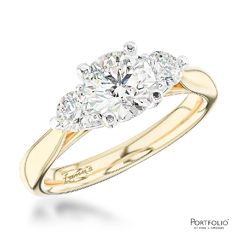 Three Stone 0.64ct G SI1 Diamond Yellow Gold/Platinum Ring